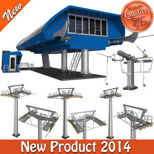 3d model of skiing station cableway pillars