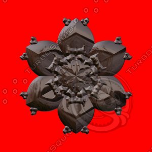 Chocolate decorative snowflake isolated on red background - computer generated graphic