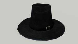 3d low-poly pilgrim hat
