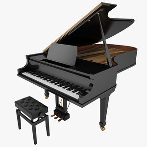 3d max grand piano black
