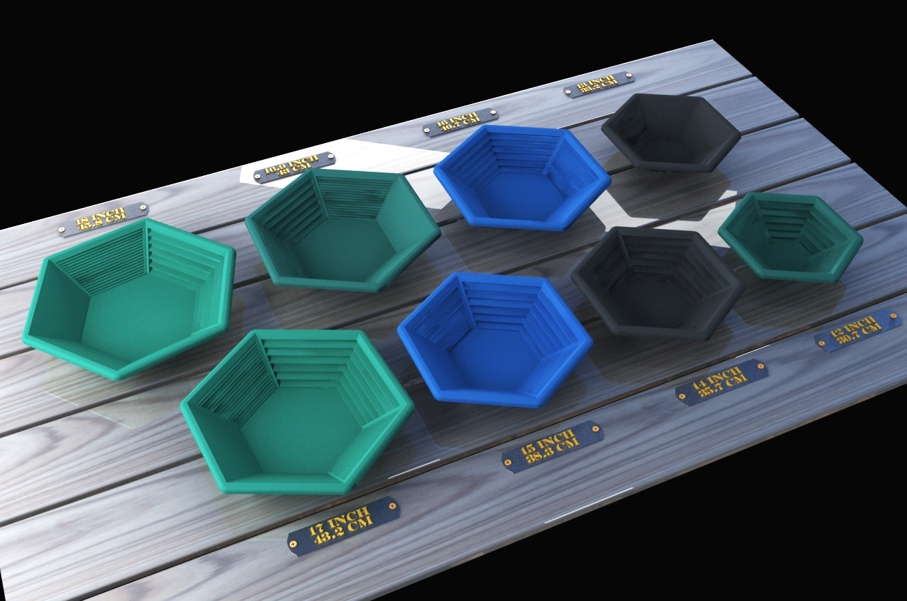 3d hex gold pans model