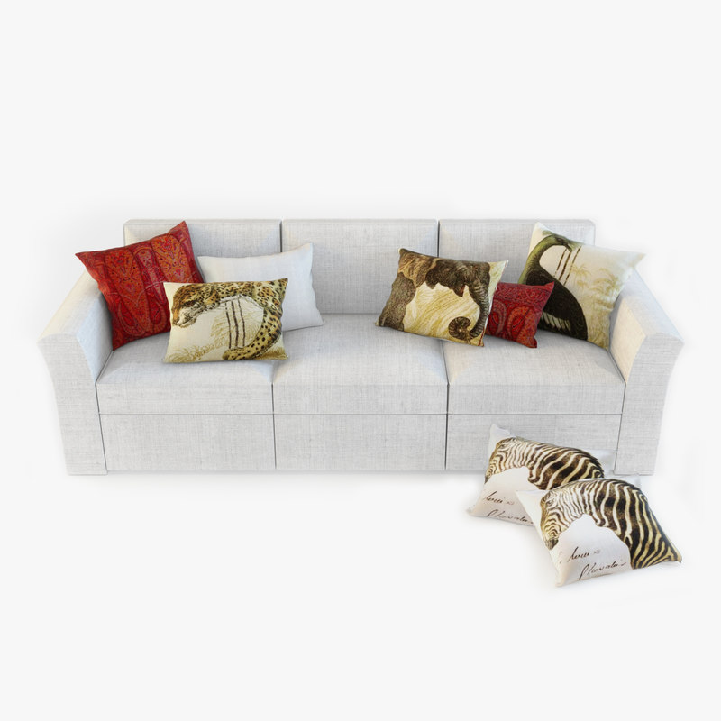 3d model pottery barn sofa pillows