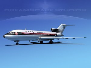 3d model of airline boeing 727 727-100