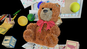 3d teddy bear alphabet blocks model