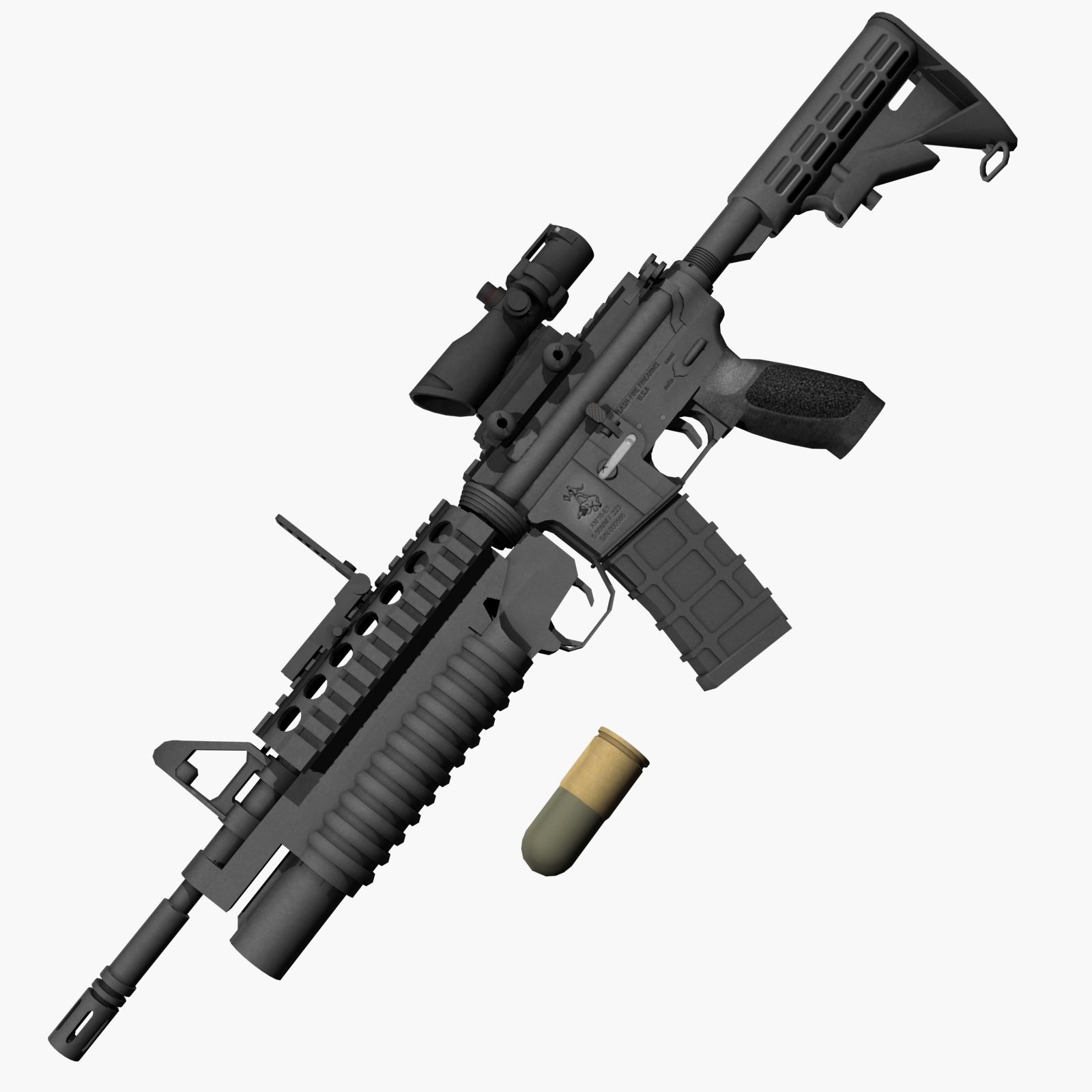 美军M4A1rif自动步枪 枪榴弹+极光瞄准镜版模型-枪械模型模型库-模型下载-cg模型网