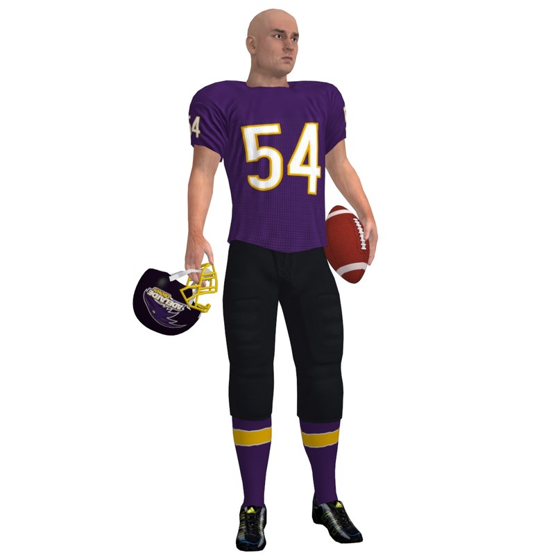 3d model football  player  rigged