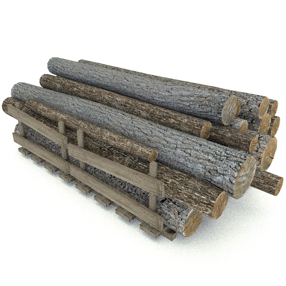 wood log 4 type 3d model