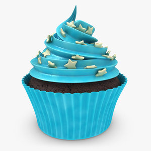 realistic cupcake blue 3d model
