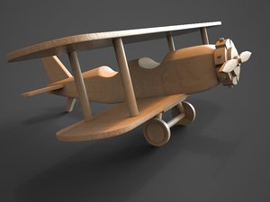3d model wooden biplane toy