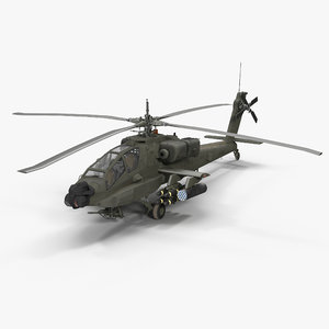 3d model of ah64a apache helicopter green