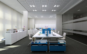3d office interior scene model