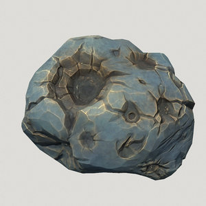 3d low-poly blue asteroid model