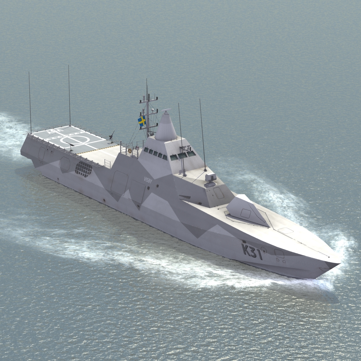 3d model hswms visby warship navy