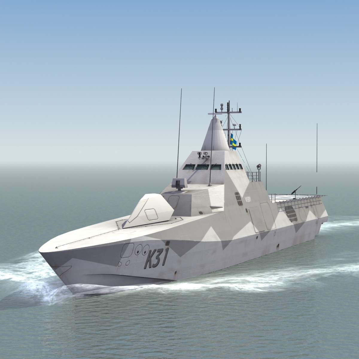 3d model hswms visby warship navy