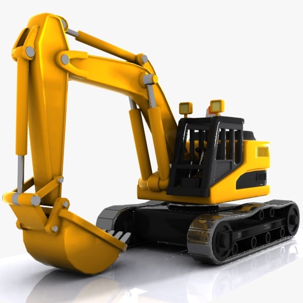 3d model cartoon excavator car