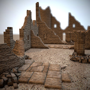 3d modular castle ruins