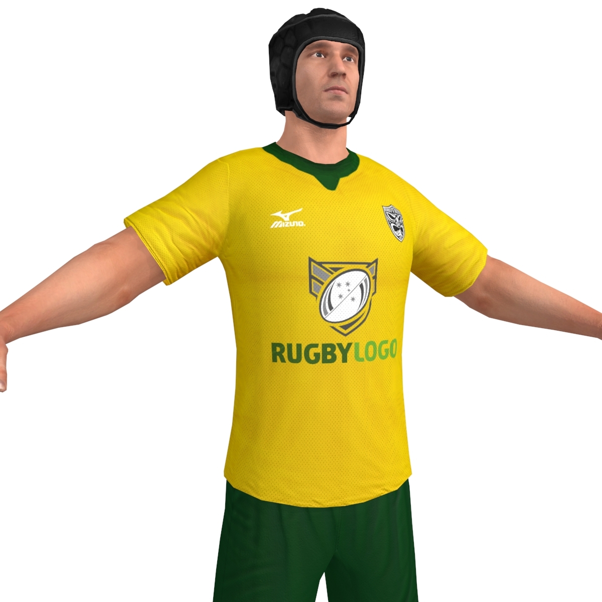 3d rigged rugby player 2 model