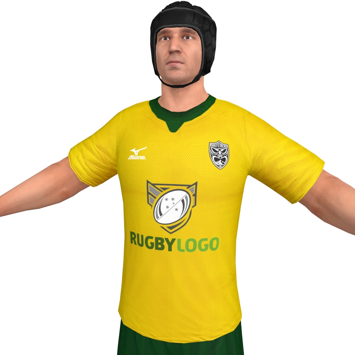 3d rigged rugby player 2 model