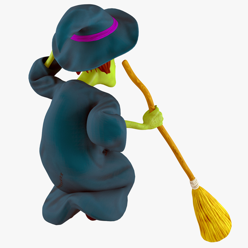 3d cartoon witch rigged