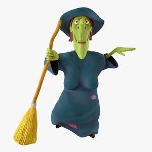 3d cartoon witch rigged