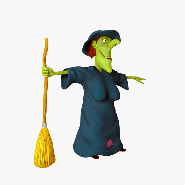 3d cartoon witch rigged