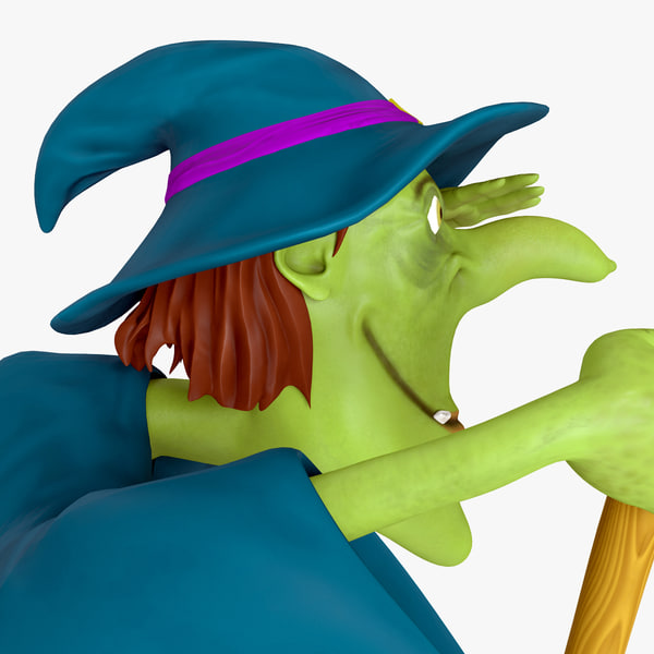 3d cartoon witch rigged