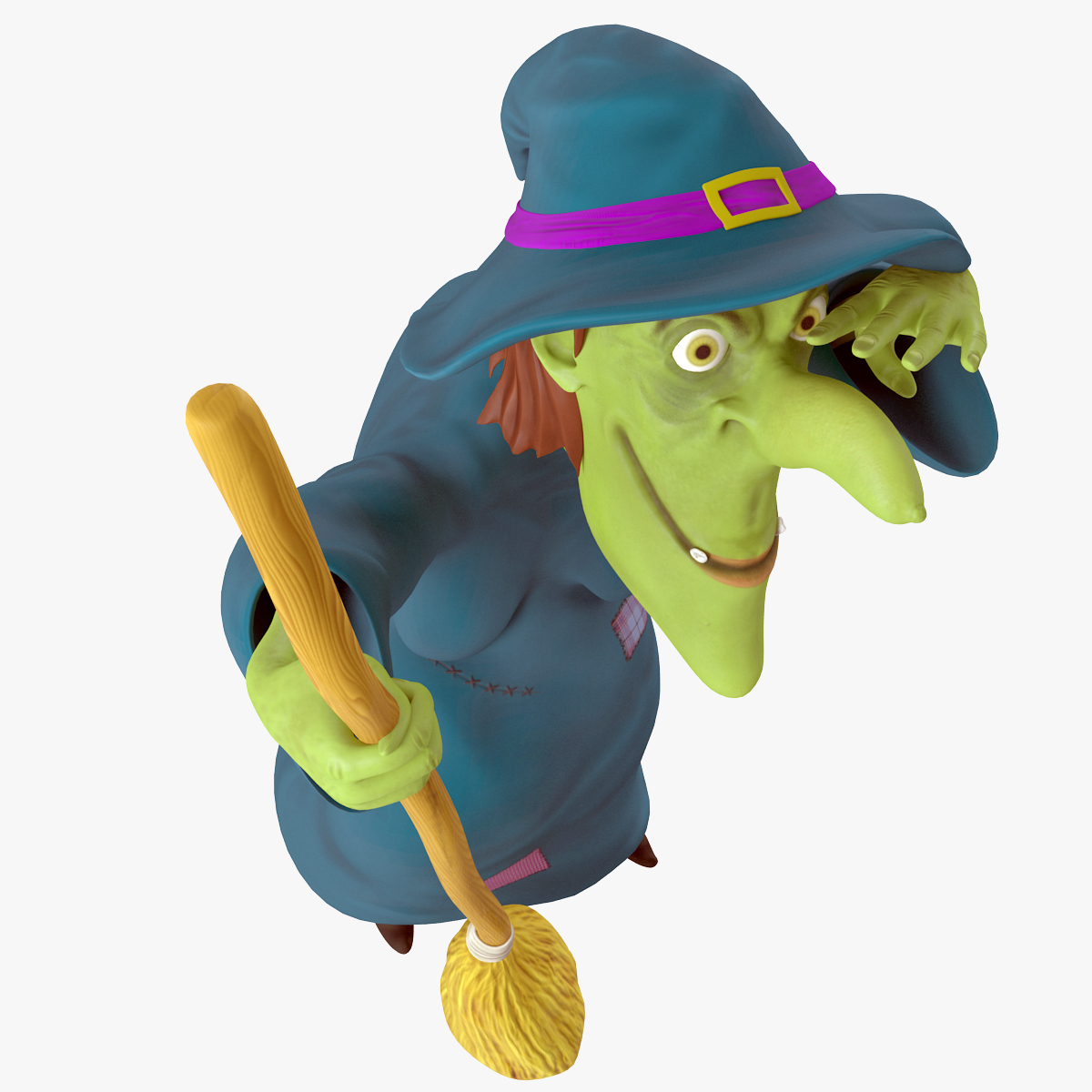 3d cartoon witch rigged