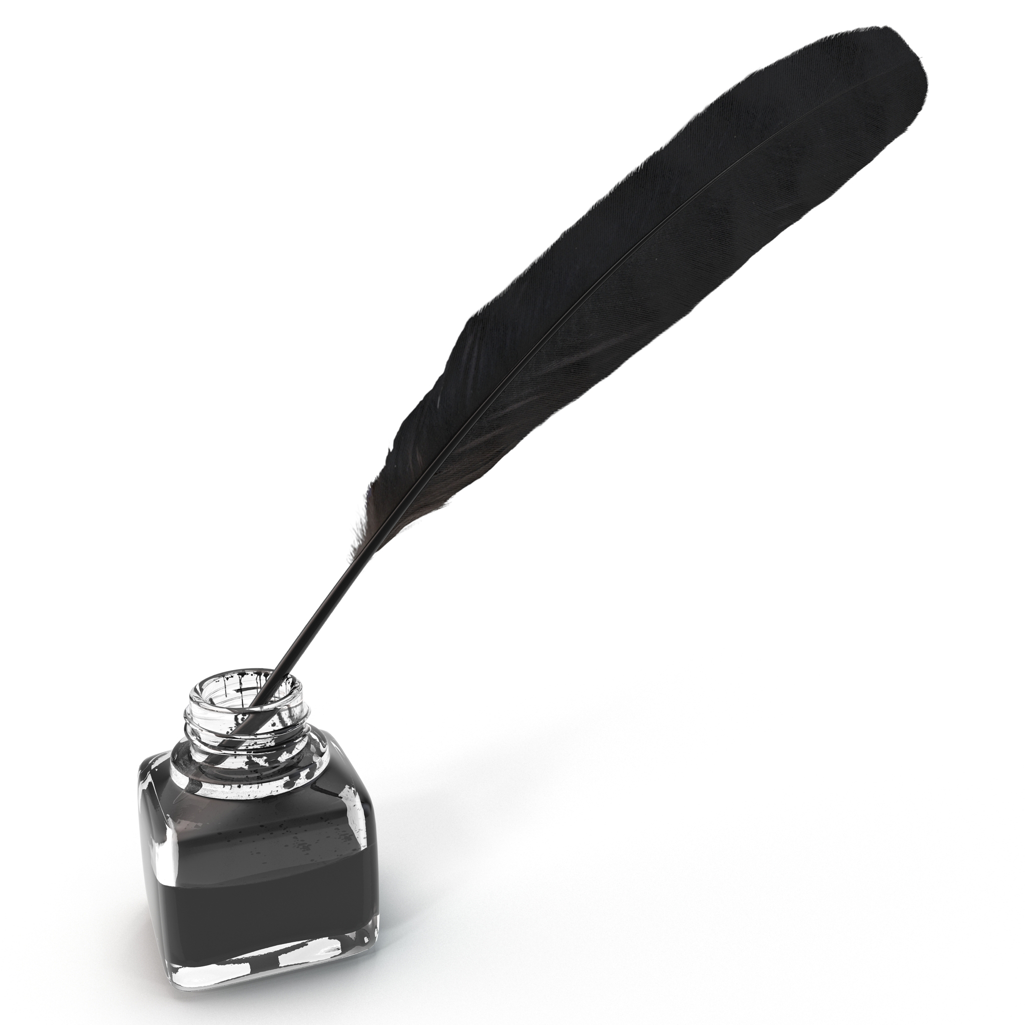 3d Model Of Ink Bottle Quill