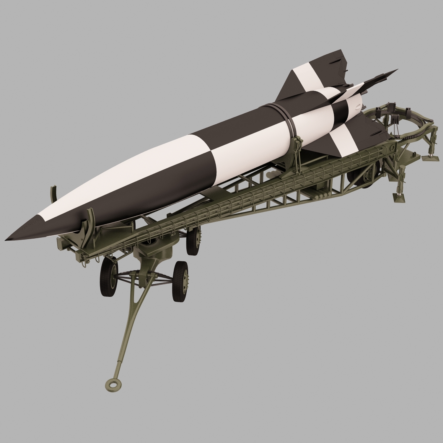 ballistic missile v-2 with launcher