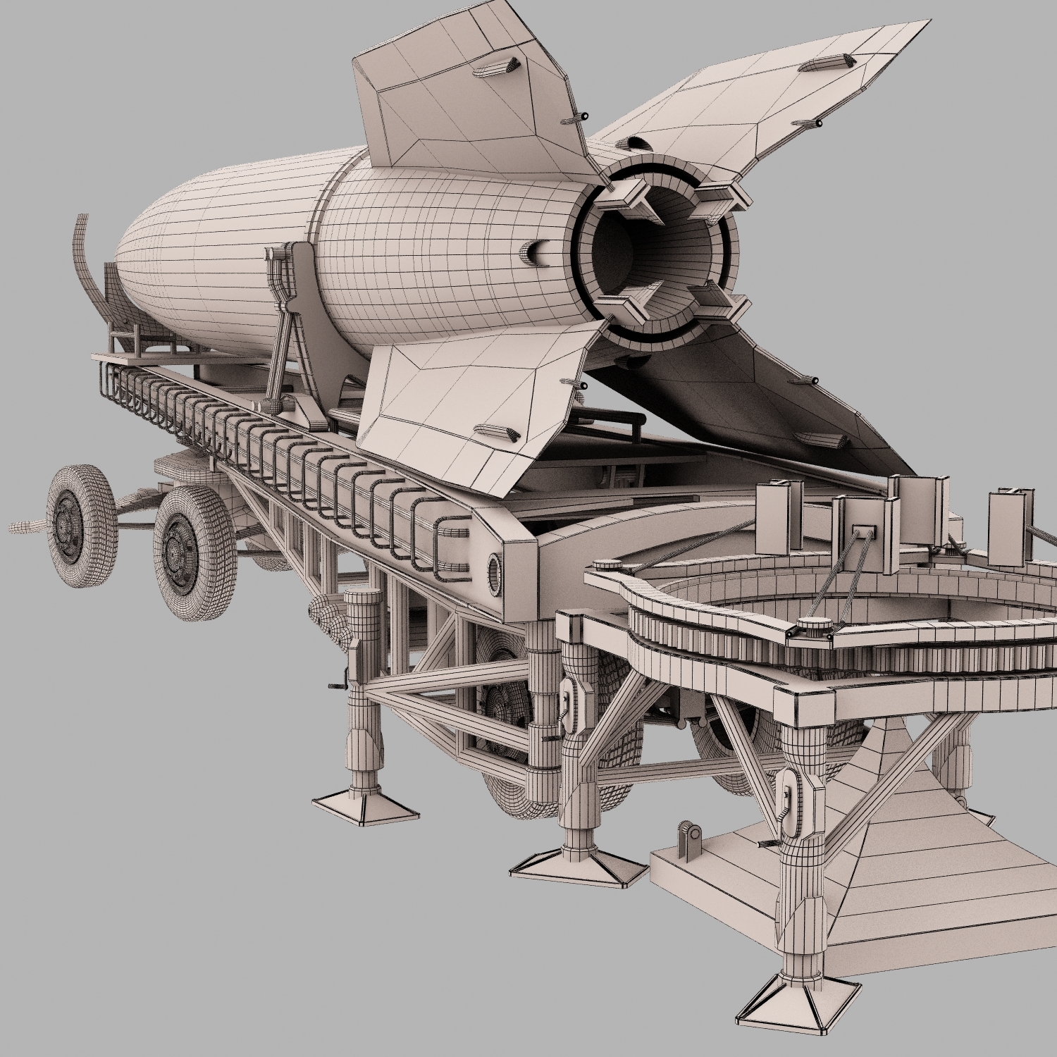 ballistic missile v-2 with launcher