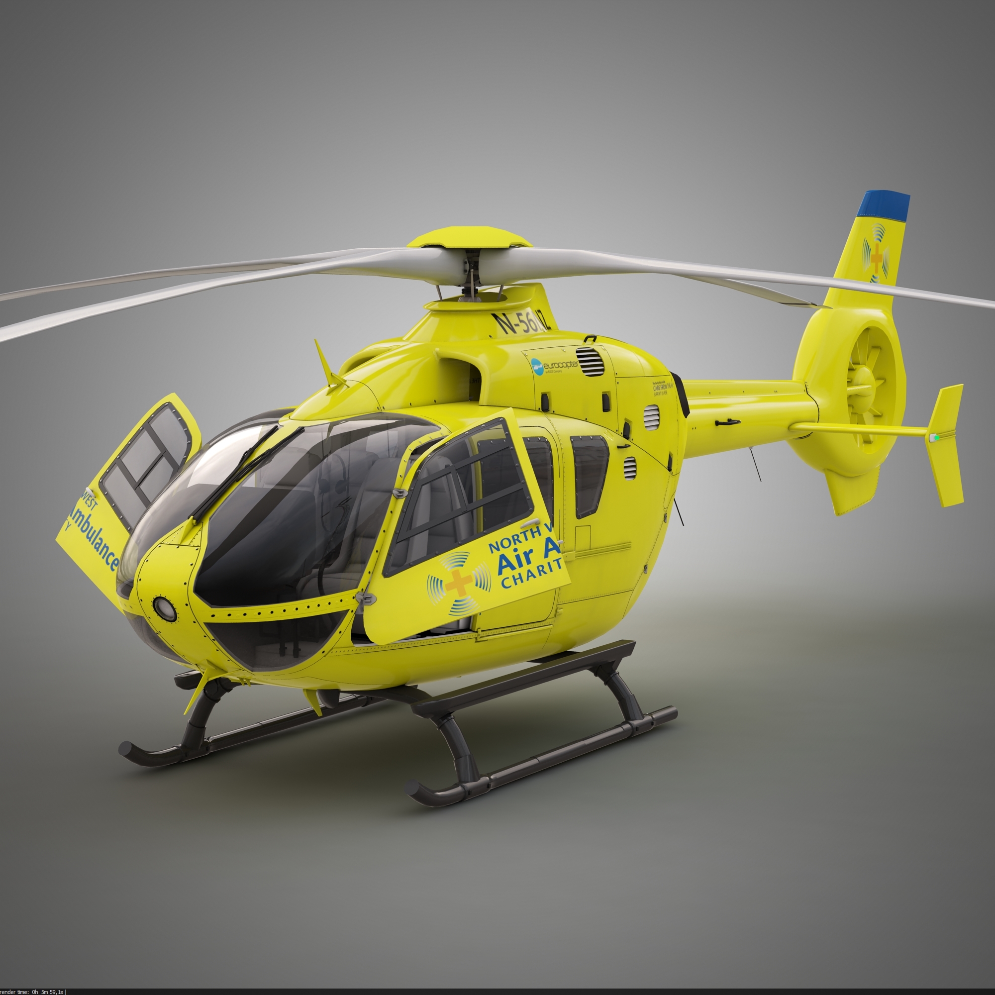 欧洲直升机公司ec 135私人橙3d模型