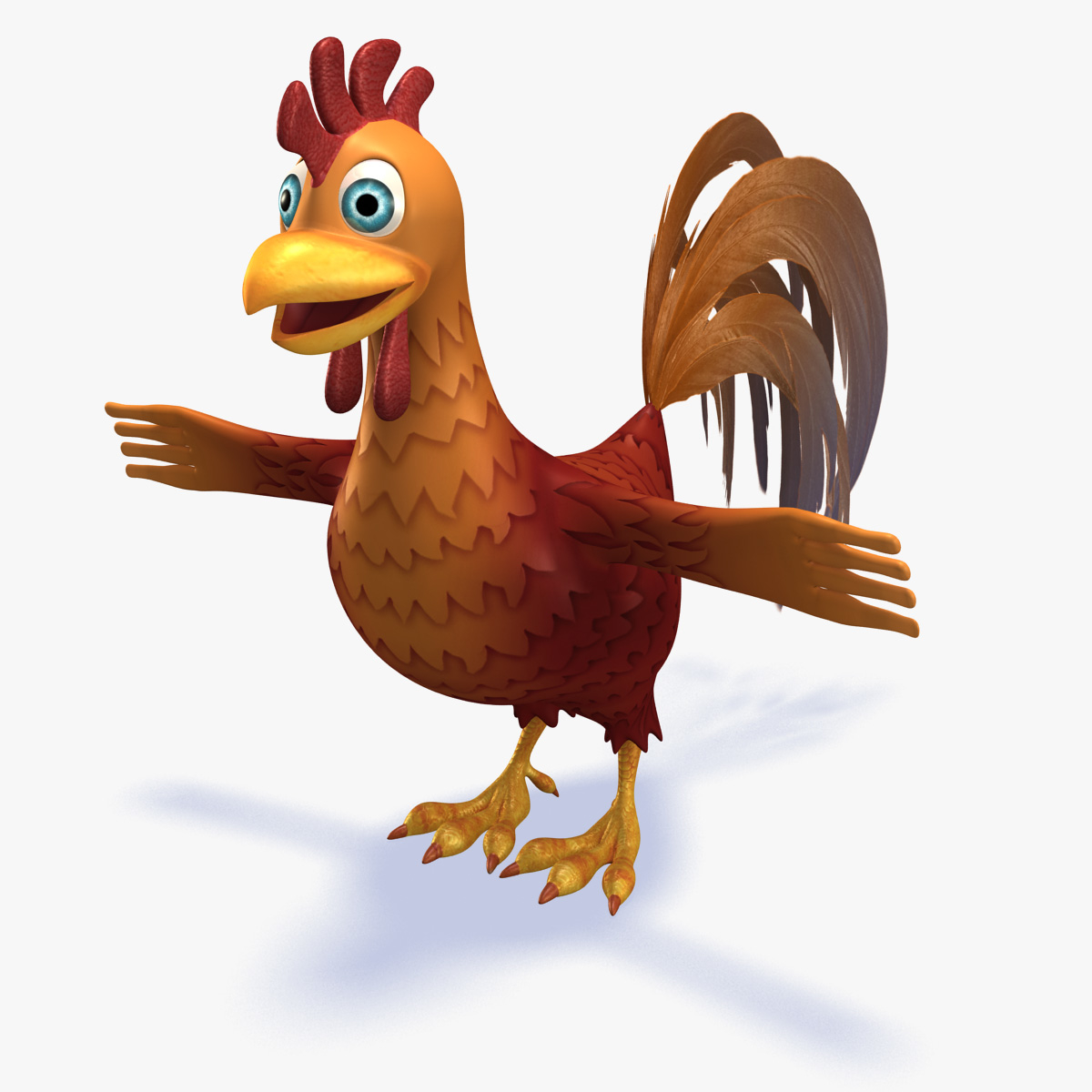 3d model of cartoon rooster rigged