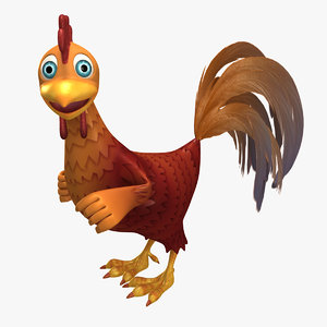 3d model of cartoon rooster rigged