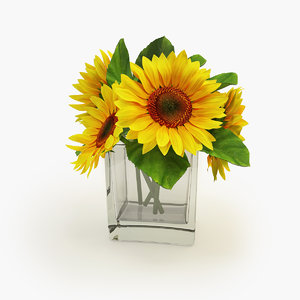 3d model sunflower vase flower