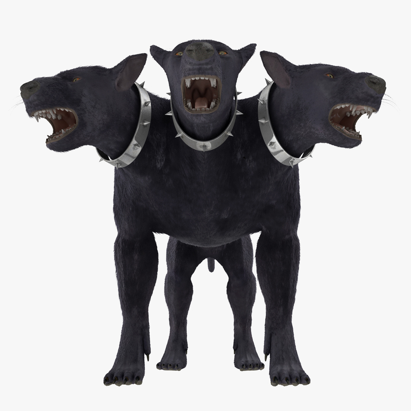 three-headed dog cerberus fur 3d max
