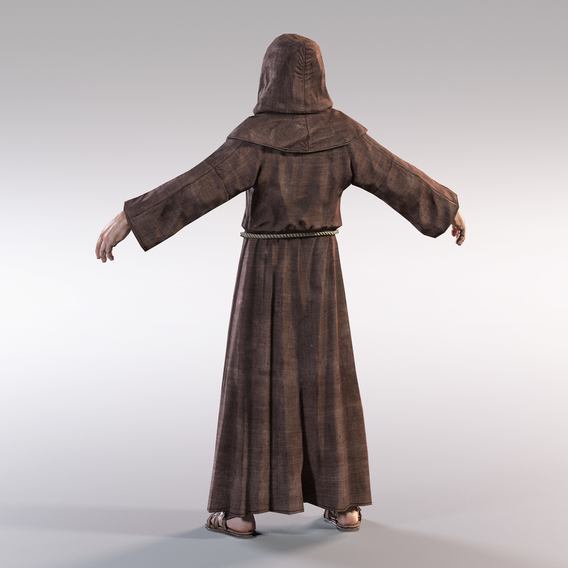 3d obj medieval monk