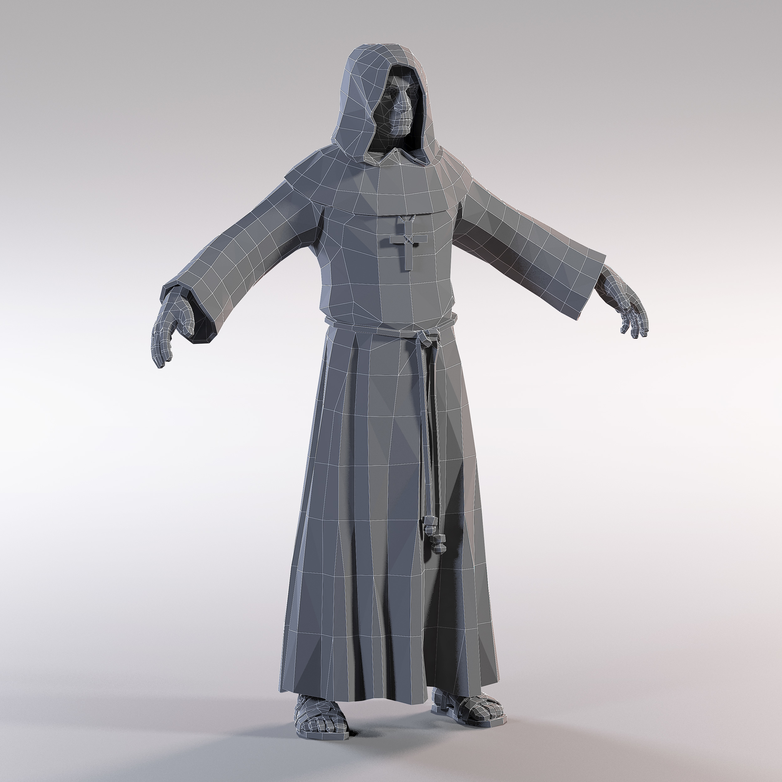 3d obj medieval monk