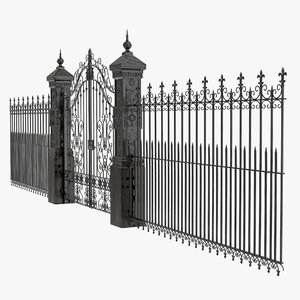c4d wrought iron fence gate
