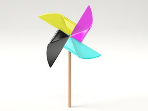 3d pinwheel cmyk rainbow model