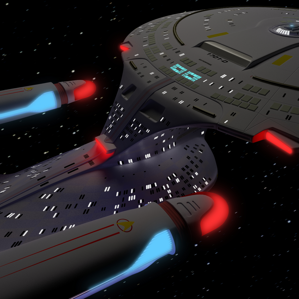 uss enterprise d star trek 3d model