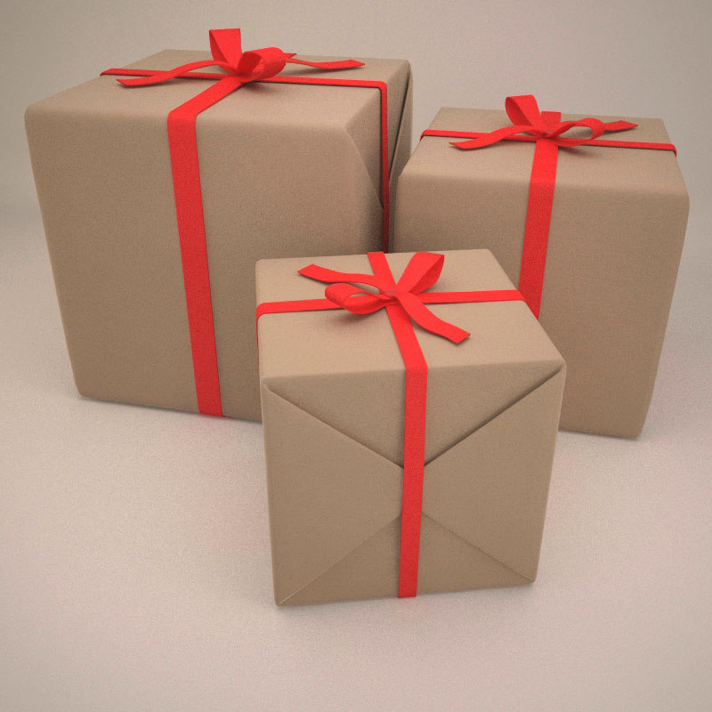 3d gift box wrapped