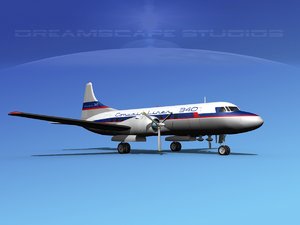 propellers convair 340 aircraft 3d model