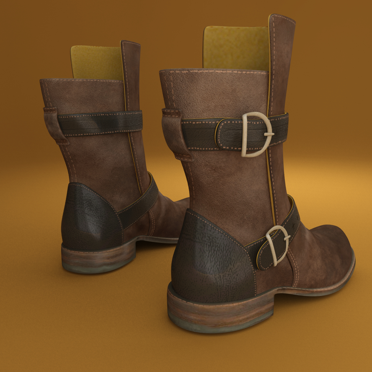 brown leather boots 3d model