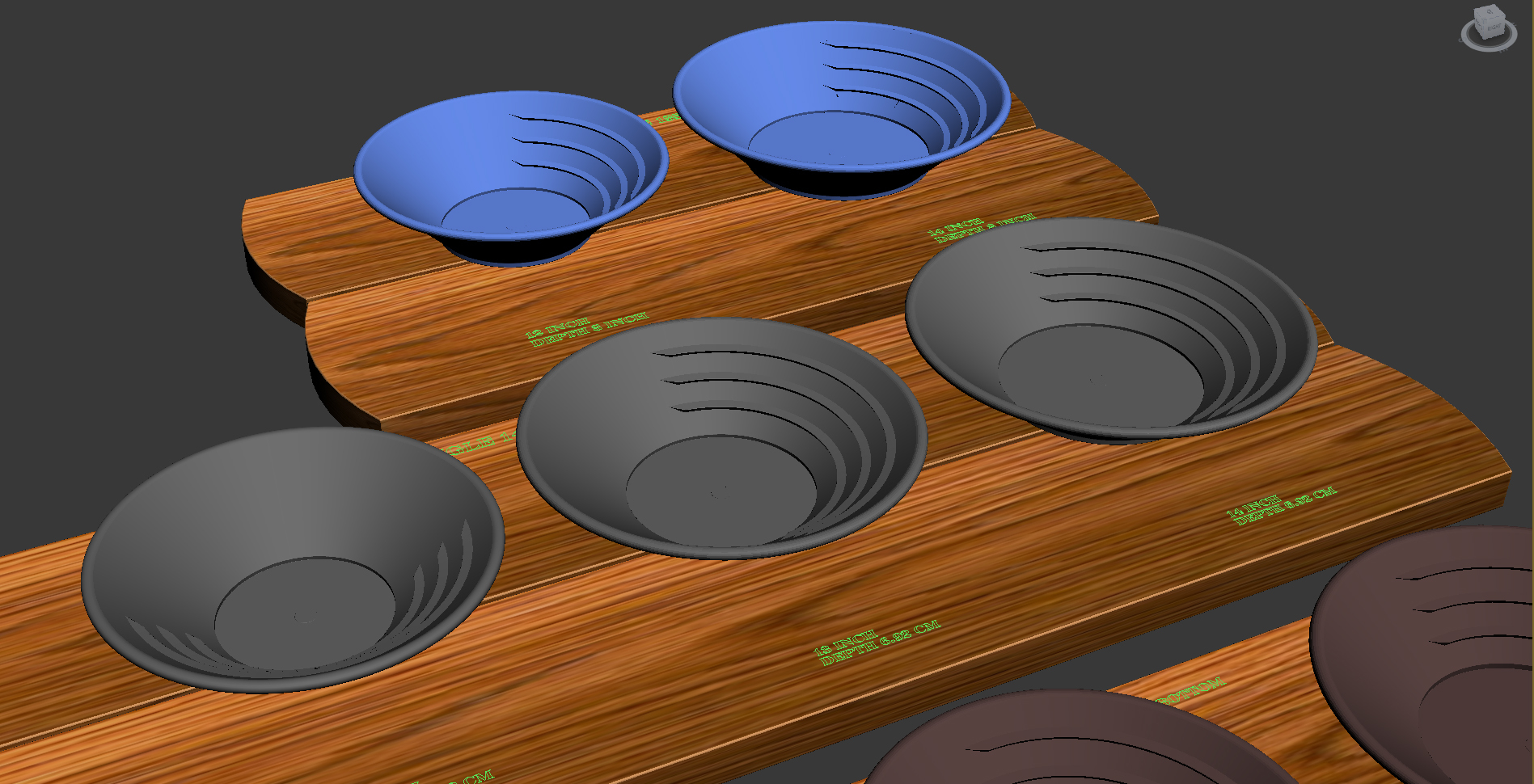 3d model simple plastic gold pans