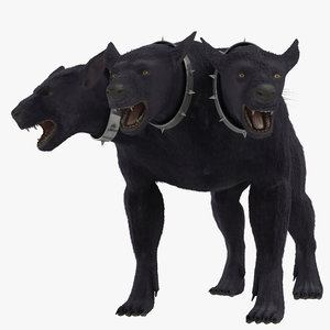 3d model three-headed dog cerberus fur