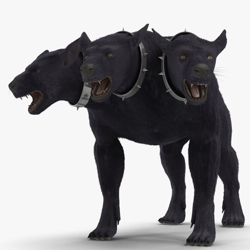 3d model three-headed dog cerberus fur