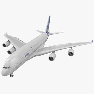 jet airliner airbus a380 3d model