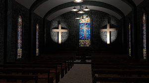 old style church stained glass 3d model