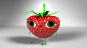 strawberry character rigged c4d