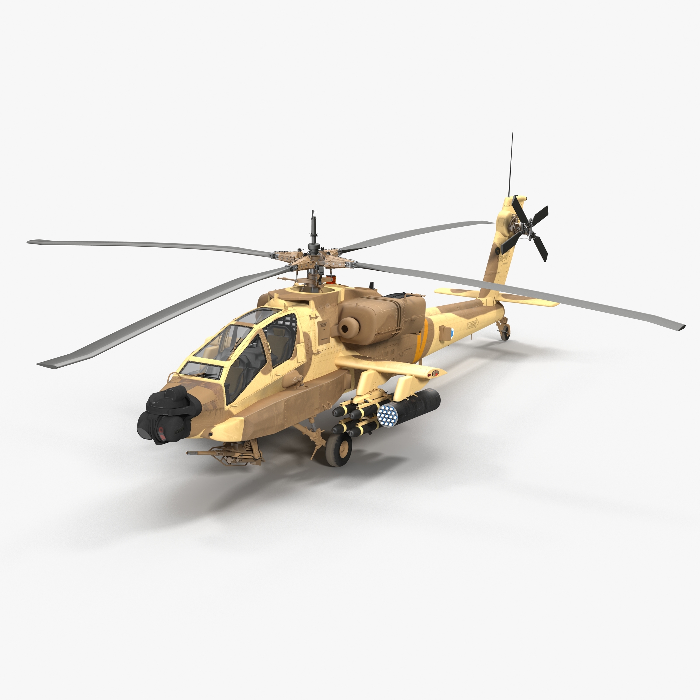 ah64a阿帕奇直升机沙漠2合1索具3d模型